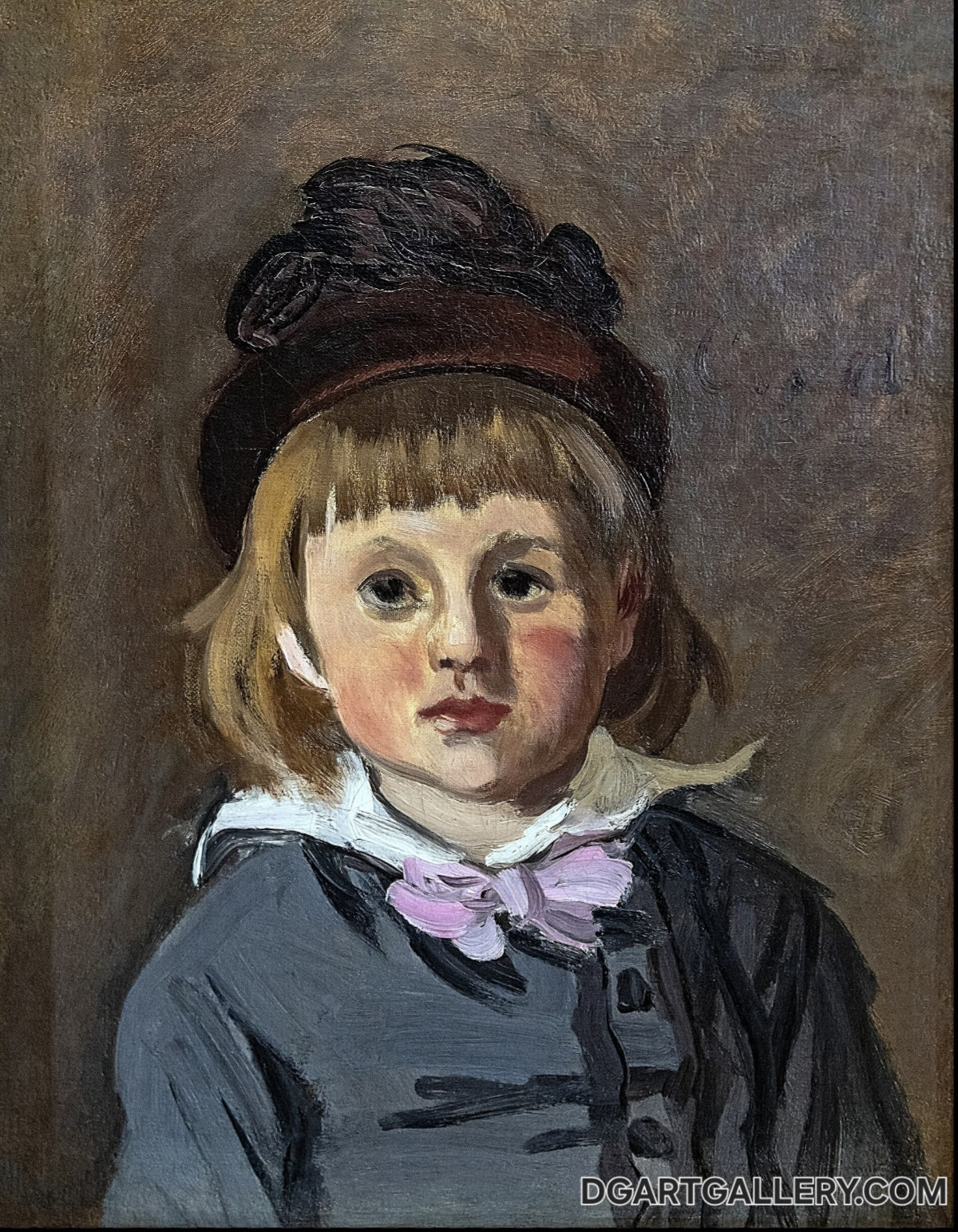 Artist : Claude Monet [ 1840 - 1926 ]
Object type : Painting 
Genre : Portrait 
Depicted people : Jean Monet 
Date : 1869
Medium : Oil on canvas
Dimensions : Height: 42 cm (16.5 in); Width: 33 cm (12.9 in)

